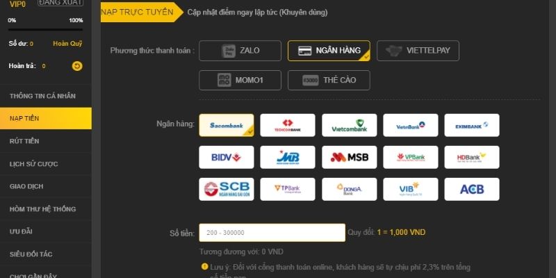 Các lưu ý khi thực hiện giao dịch nạp tiền tại nền tảng 888B 